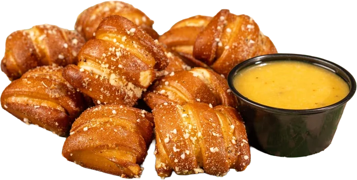 Pretzel Nuggets munchie with soft pretzel bites tossed in garlic butter and salt & shake.
