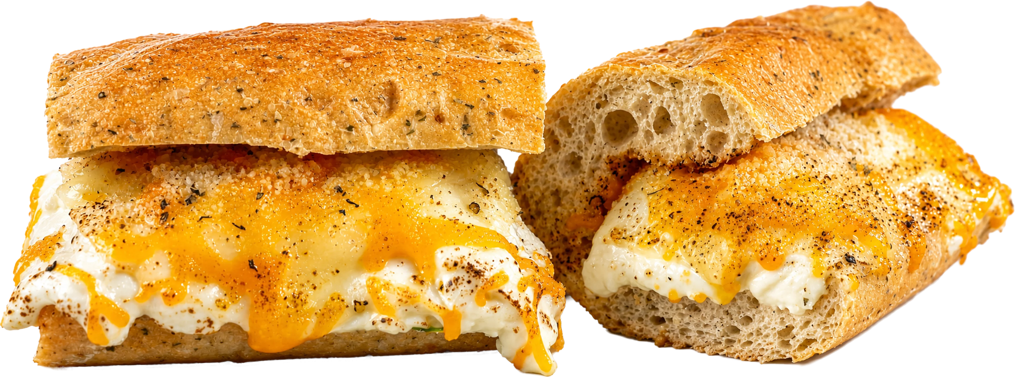 Chiesel TOASTED Cheese toasted sub with cheddar, swiss, provolone, garlic butter, and cream cheese & shake.
