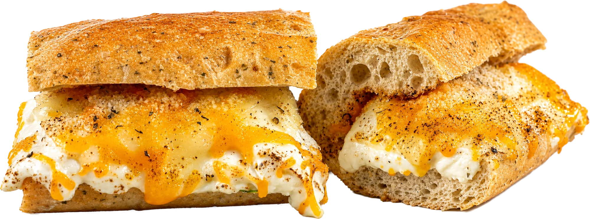Chiesel TOASTED Cheese toasted sub with cheddar, swiss, provolone, garlic butter, and cream cheese & shake.
