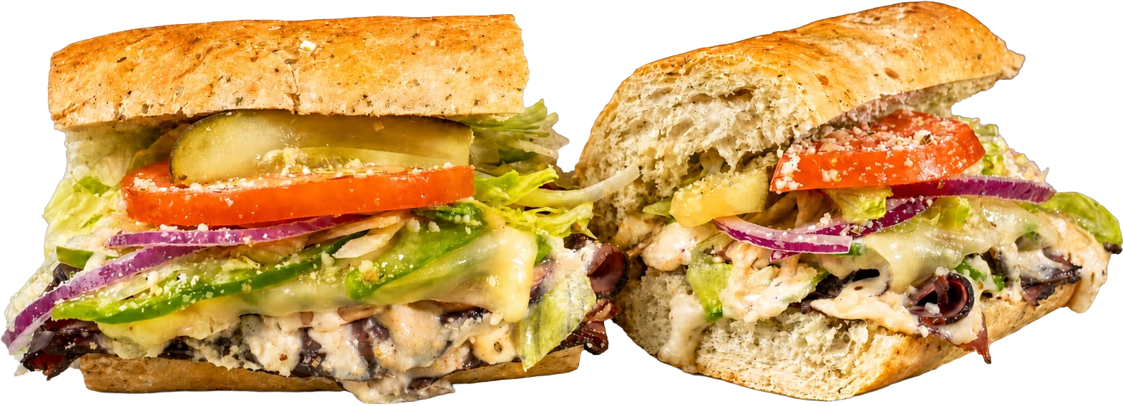 KGB Roast Beef & Horseradish toasted sub with roast beef, horseradish, green bell peppers, shrooms, and swiss.