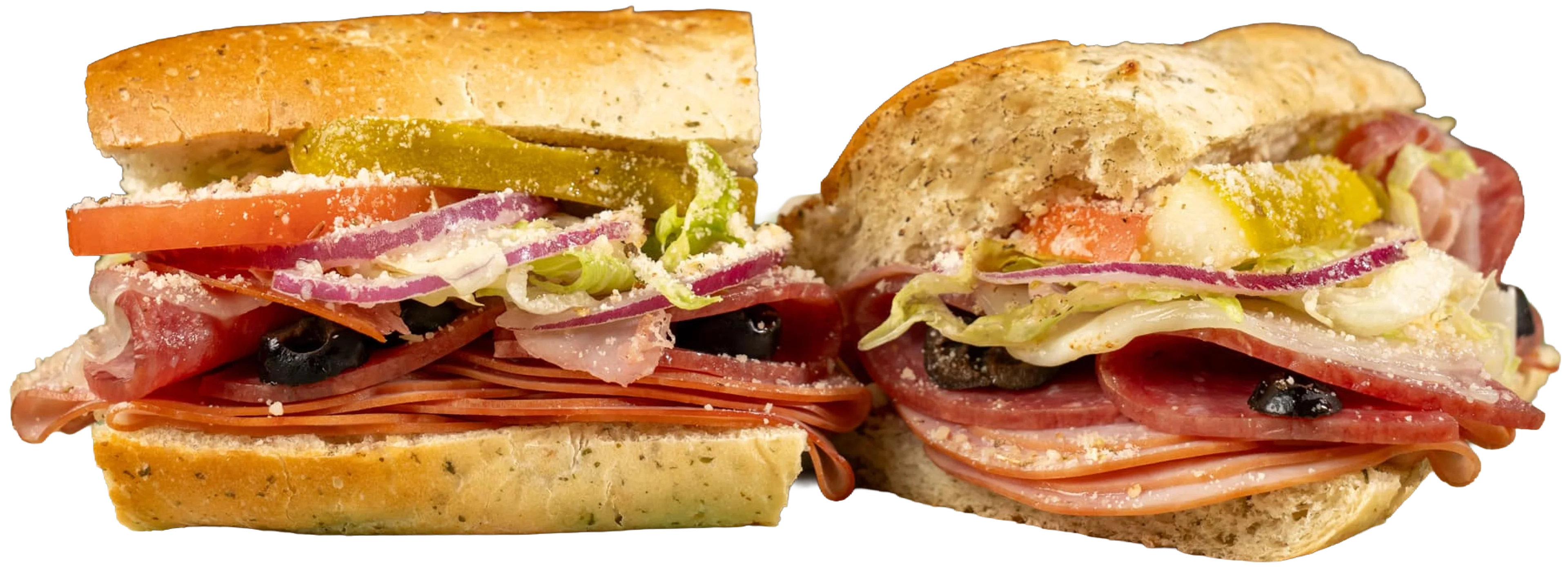 La Canna Italian toasted sub with smoked ham, genoa salami, prosciutto, black olive, and provolone.