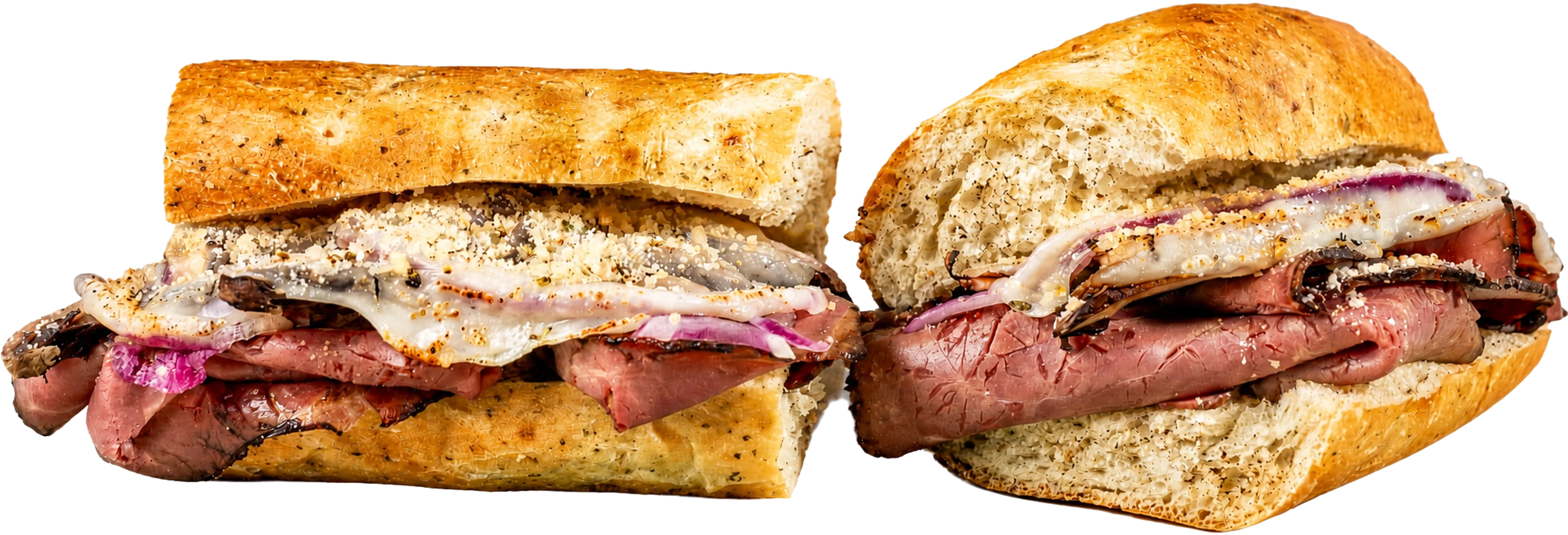 AK-47 French Dip toasted sub with roast beef, onion, shrooms, and double provolone & shake.