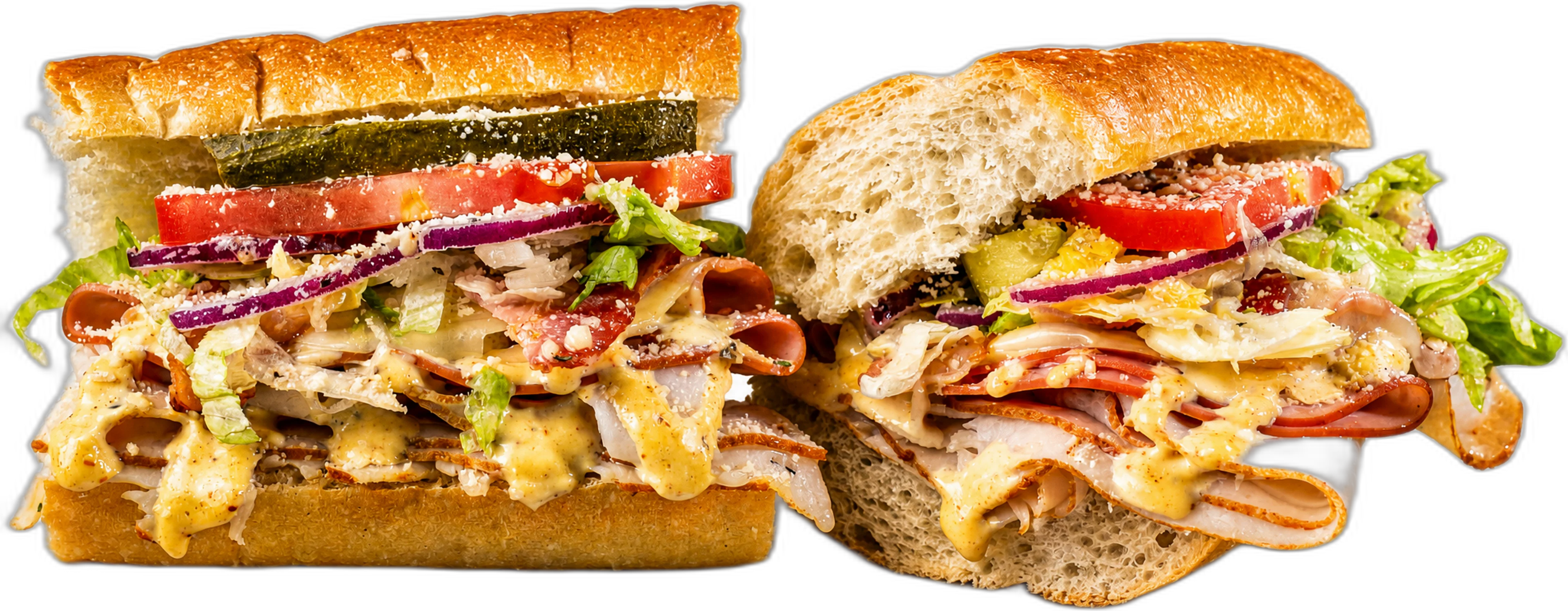 Midwest Best Club toasted sub with roasted turkey breast, smoked ham, bacon, dijonnaise, and provolone.